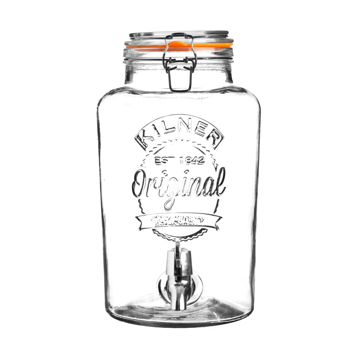 Kilner drikkedispenser med tappekran, Klar-rustfritt stål, 8 L