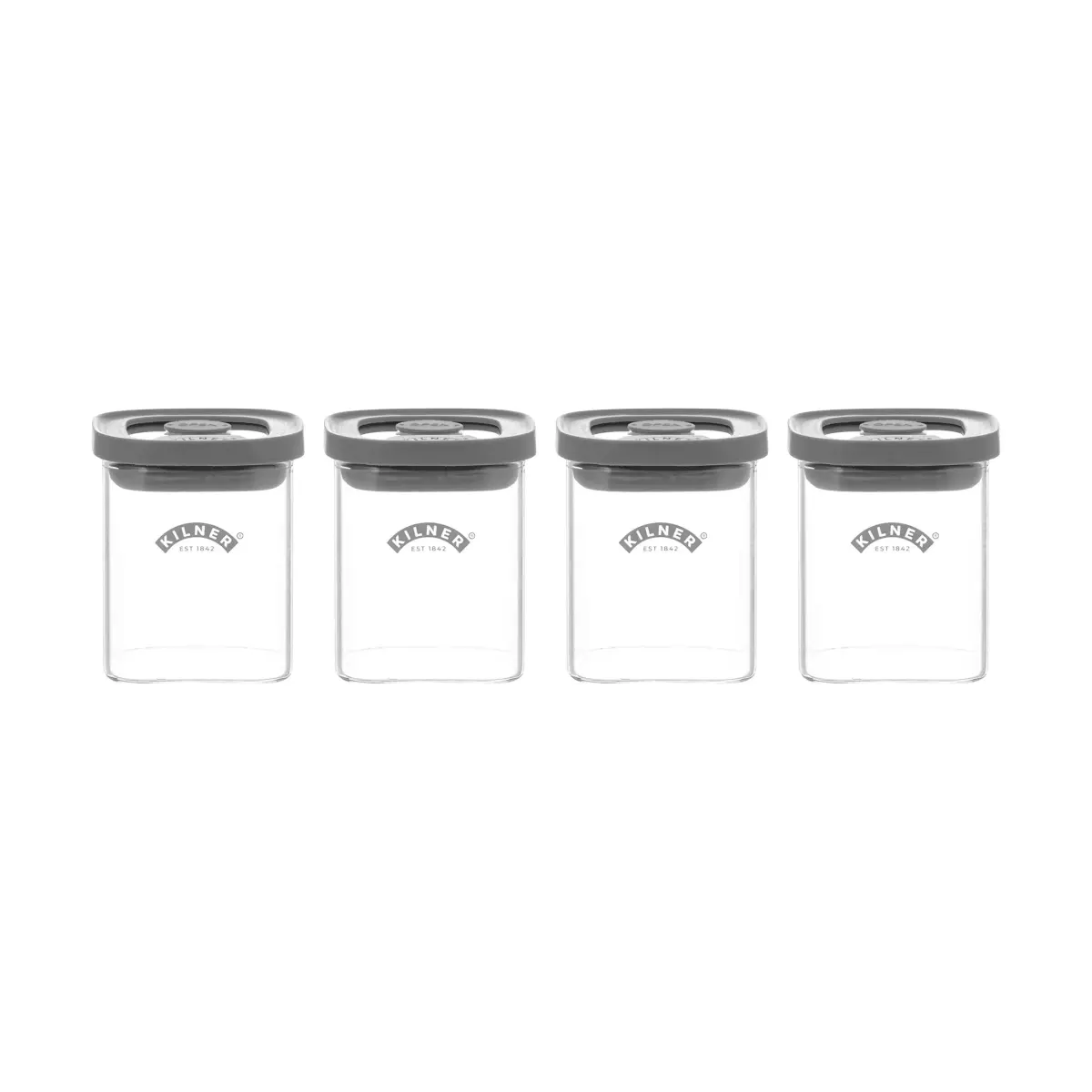 Kilner FRESH krydderkrukker, Klar-grå, 4-pakning, 160 ml
