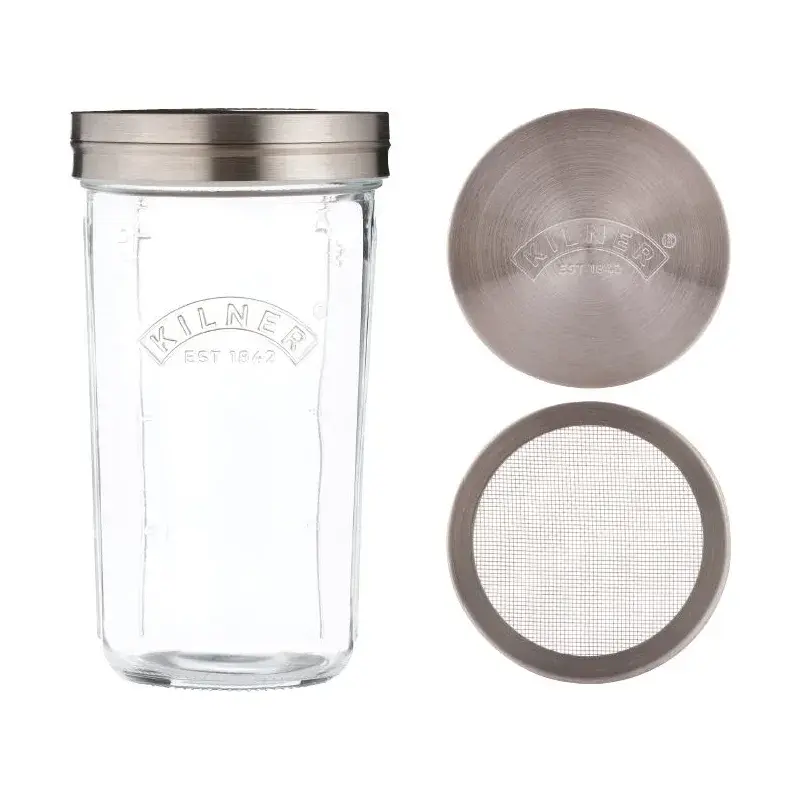 Kilner sikteglass sett, Klar-rustfritt stål, 0,5 L