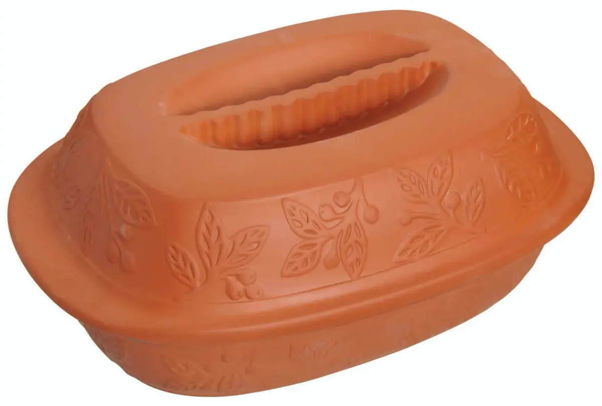 Leirgryte med lokk 35x27 cm, Terracotta