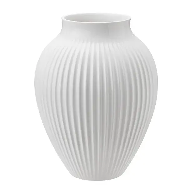 Knabstrup riflet vase 20 cm, Hvit