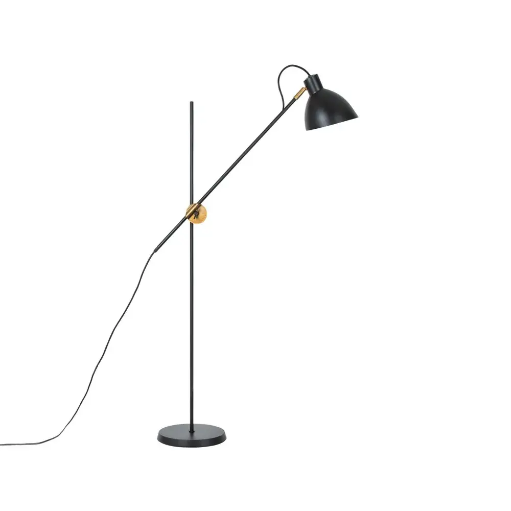 KH1 gulvlampe, sort matt, ubehandlet messing