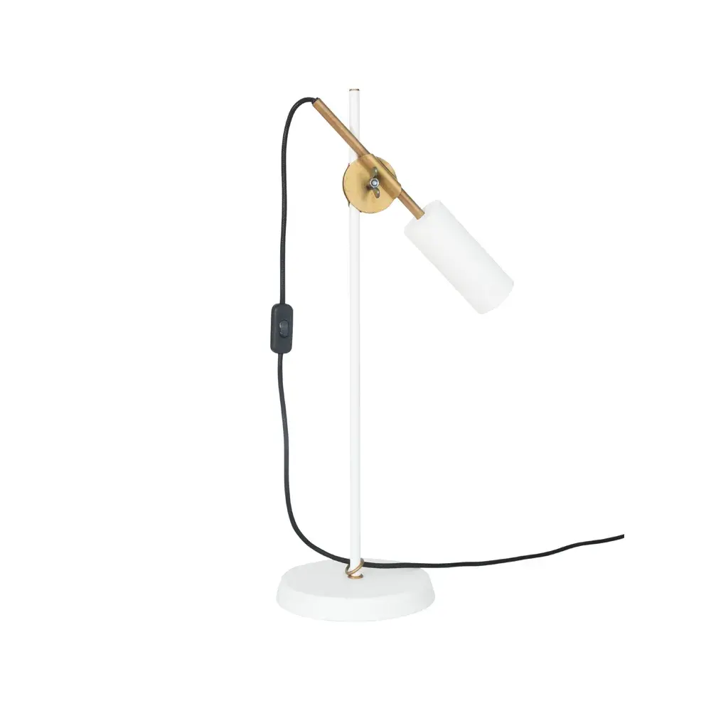 Stav bordlampe, hvit/ubehandlet messing