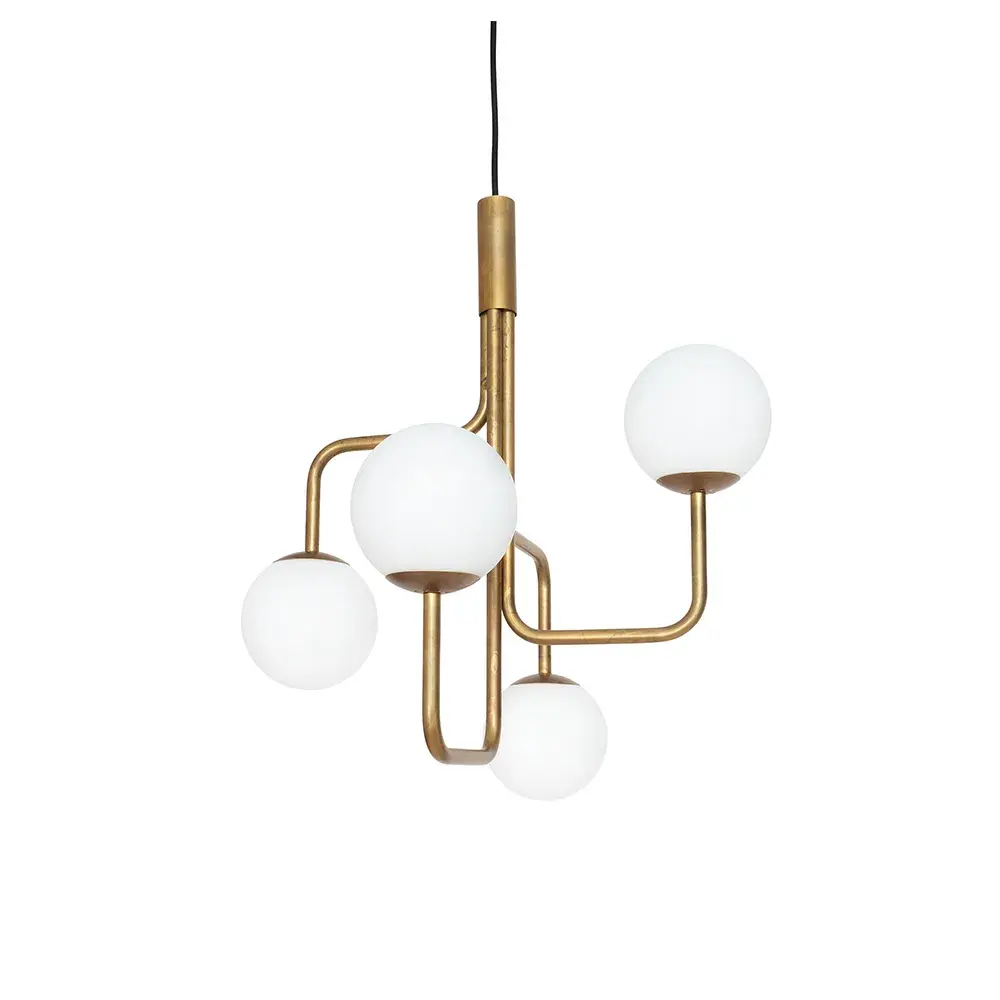 Strapatz pendel globe Ø57,5 cm, Ubehandlet messing-opal