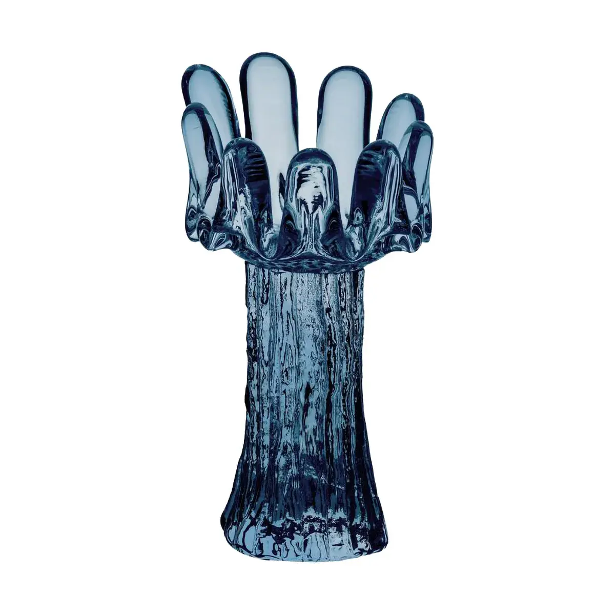Solros lyslykt sirkulært glass 18 cm, Blå