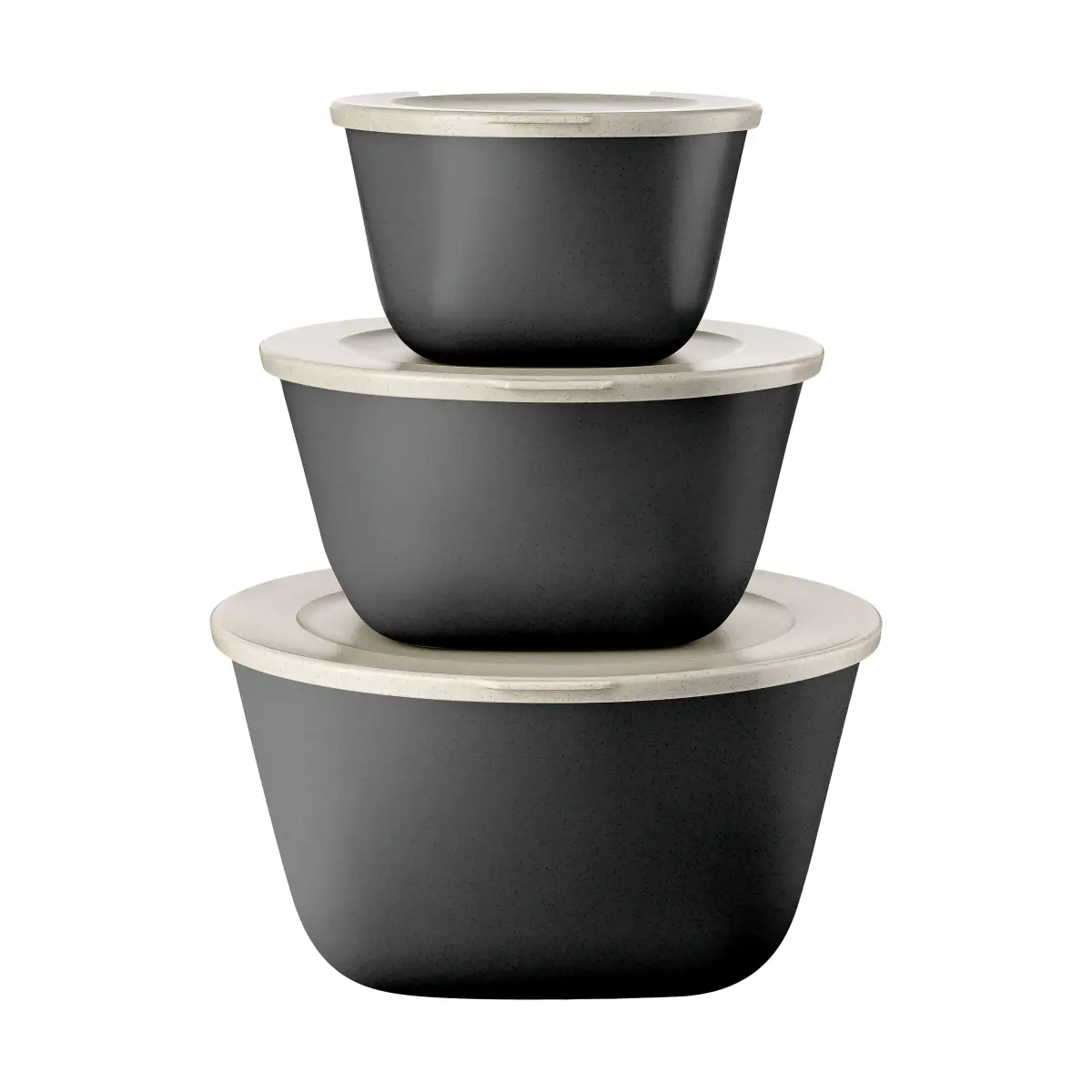 Connect Stockholm bolle+lokk 3 deler biocirk plast, Nature ash grey