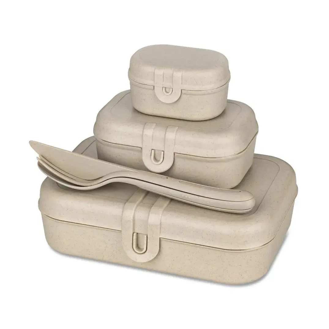 Pascal Ready Set 3 x lunsjboks og betikk, Nature desert sand