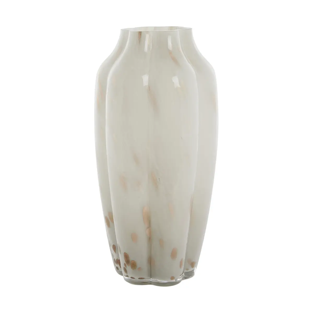 Mara vase 15x15 cm, Off White-Light gold