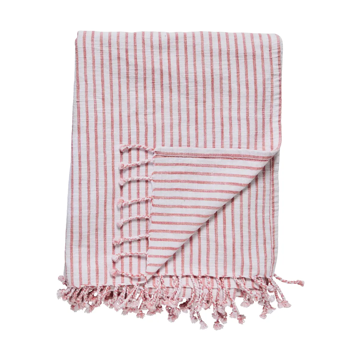 Olivia pledd 130x170 cm, Off White-Dark Coral