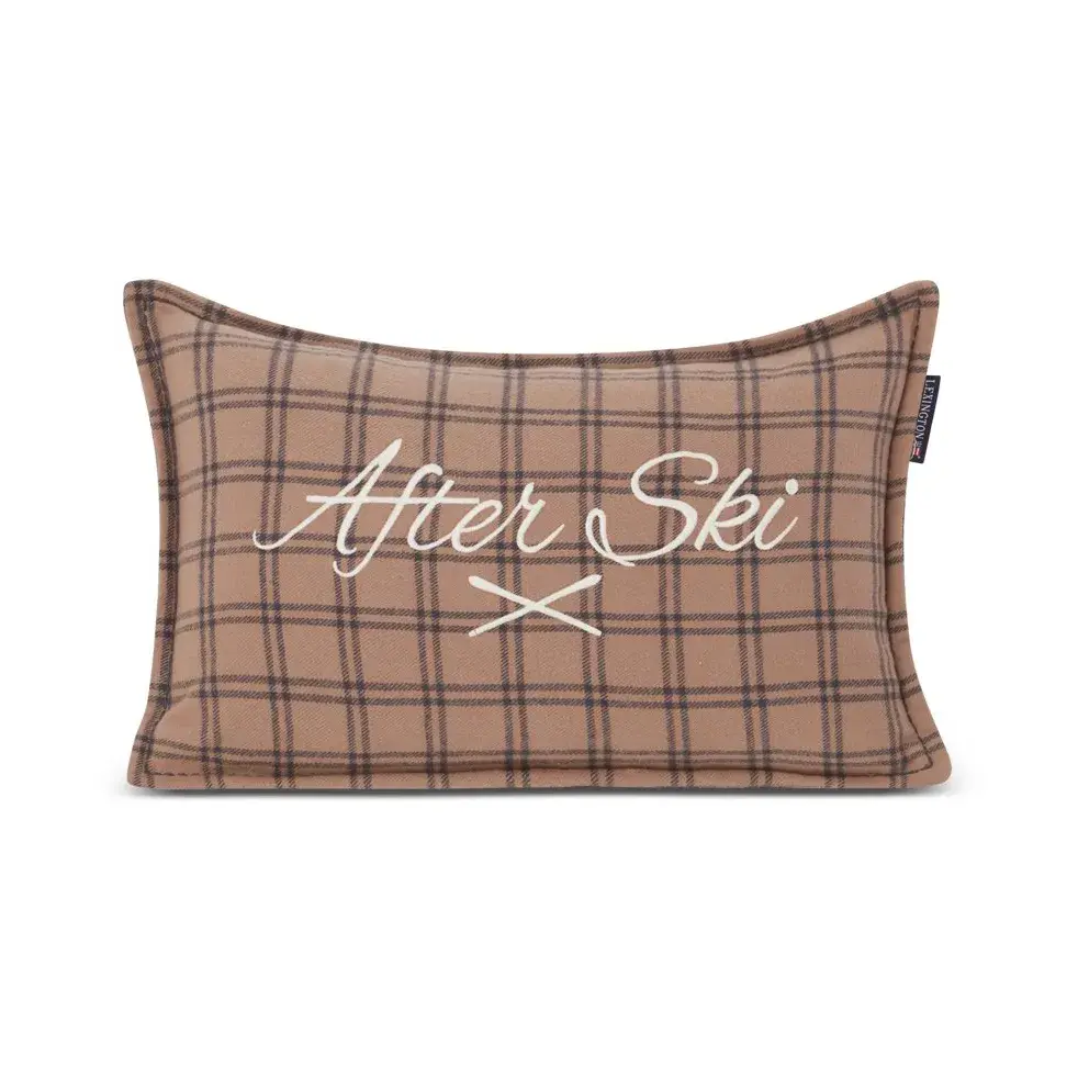 After Ski Checked Cotton Flannel pute 30 x 50 cm, Beige-dark gray
