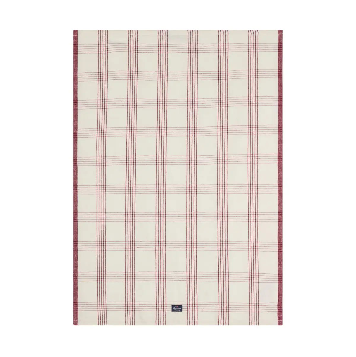Checked lin/bomull kjøkkenhåndkle 50x70 cm, White-red