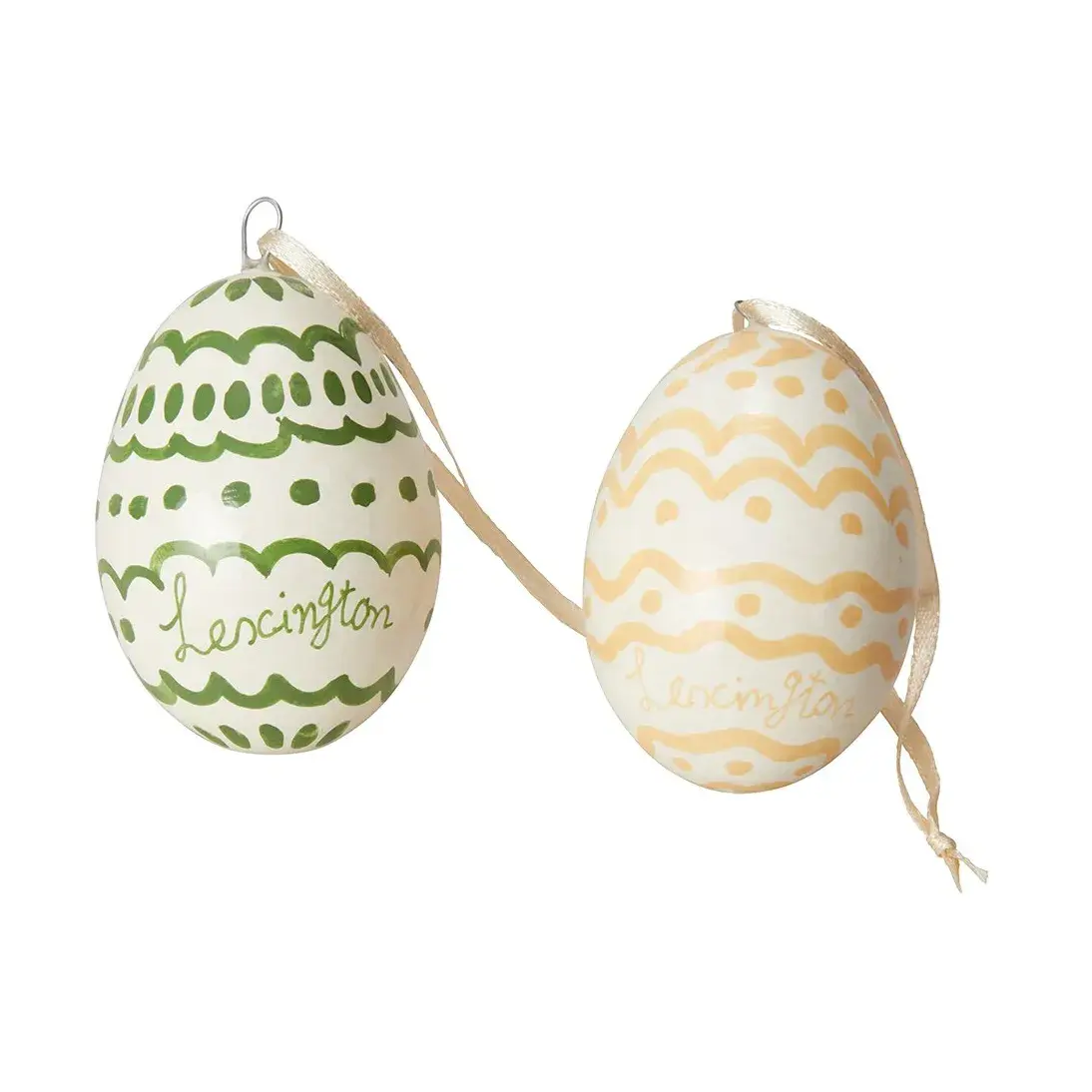 Easter Eggs in Papier Maché påskepynt 2-pk, Green-yellow
