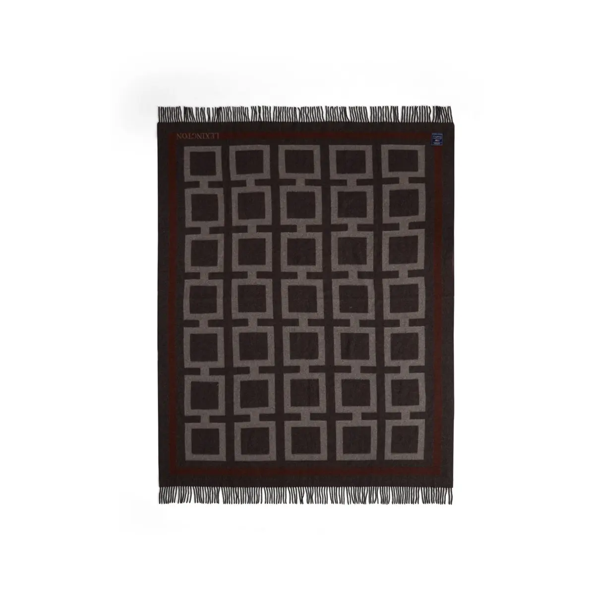 Graphic Recycled Wool pledd 130 x 170 cm, Dark gray-white-brown