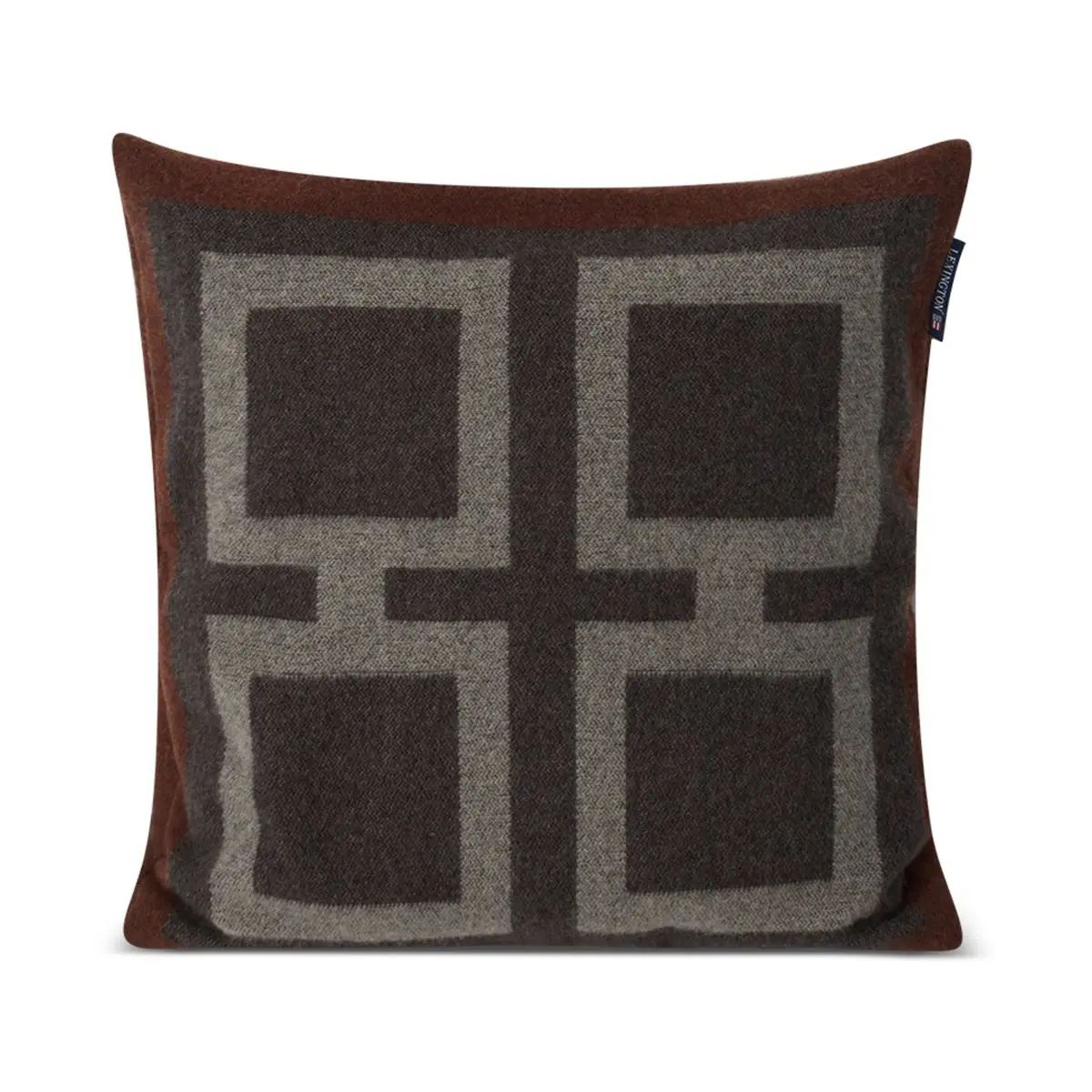 Graphic Recycled Wool putetrekk 50 x 50 cm, Dark gray-white-brown