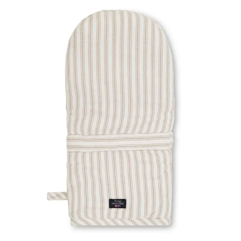 Icons Herringbone Striped grytevott, Beige-white