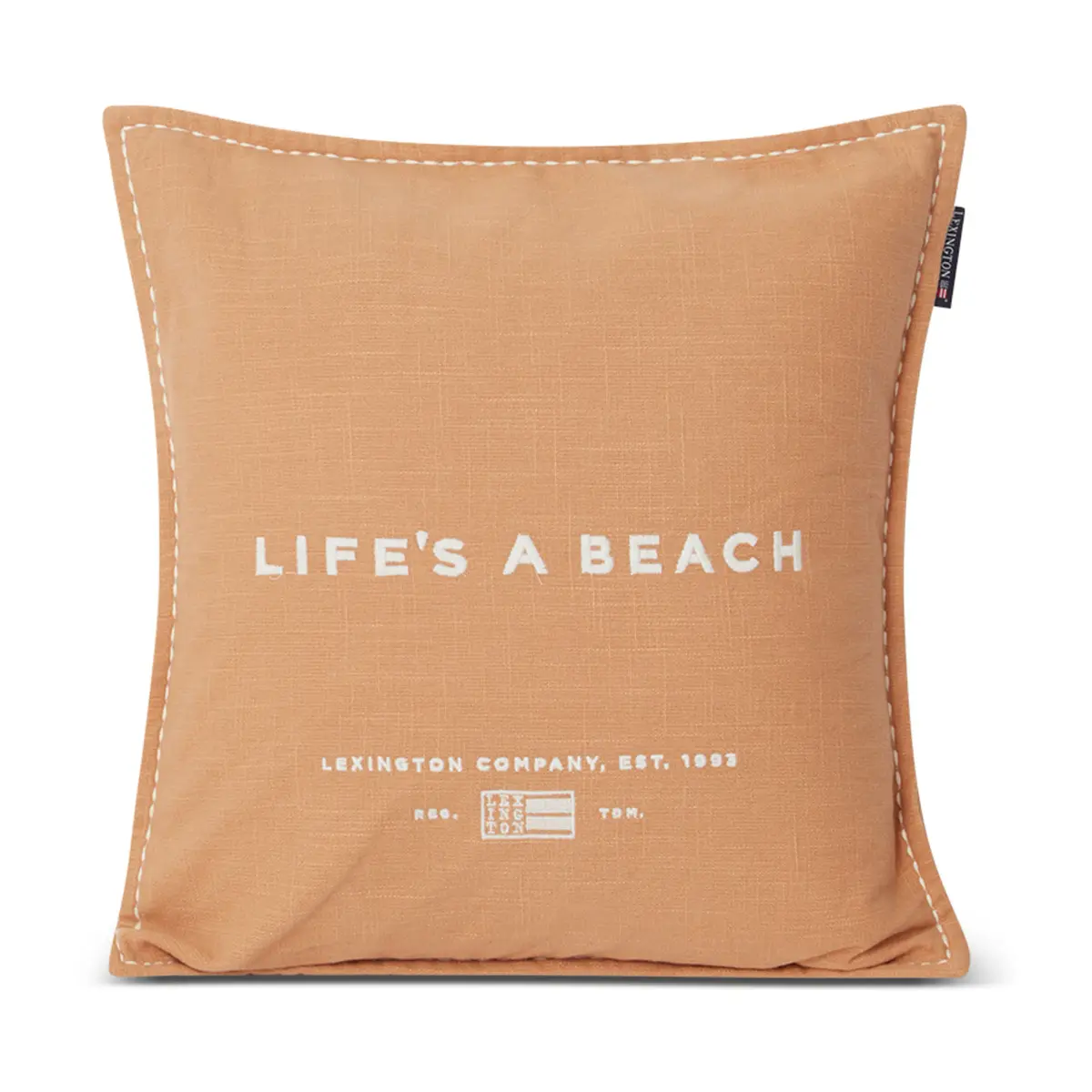 Life's A Beach Embroidered putetrekk 50 x 50 cm, Beige-hvit