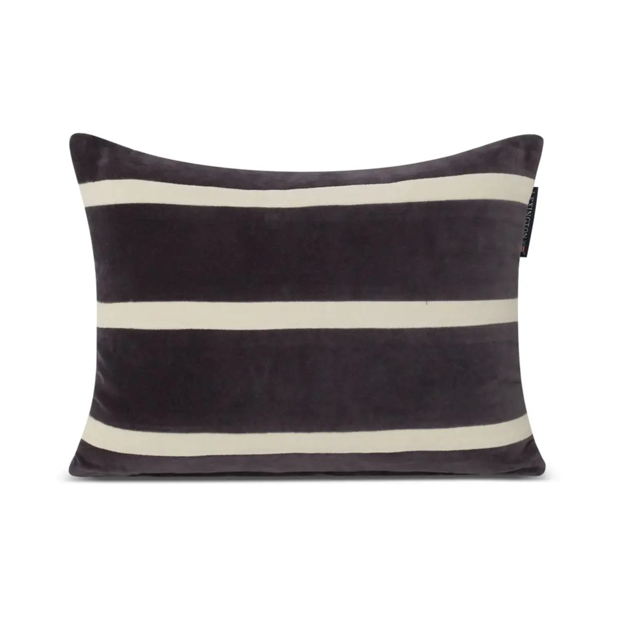 Striped Organic Cotton Velvet pute 30 x 40 cm, Dark gray-light beige