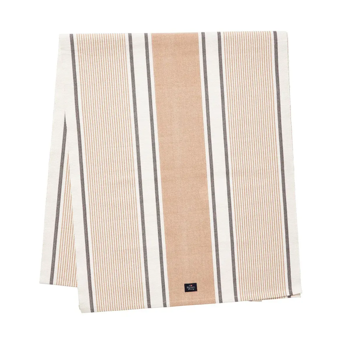 Stripet Organic Cotton løper 50x250 cm, White-beige