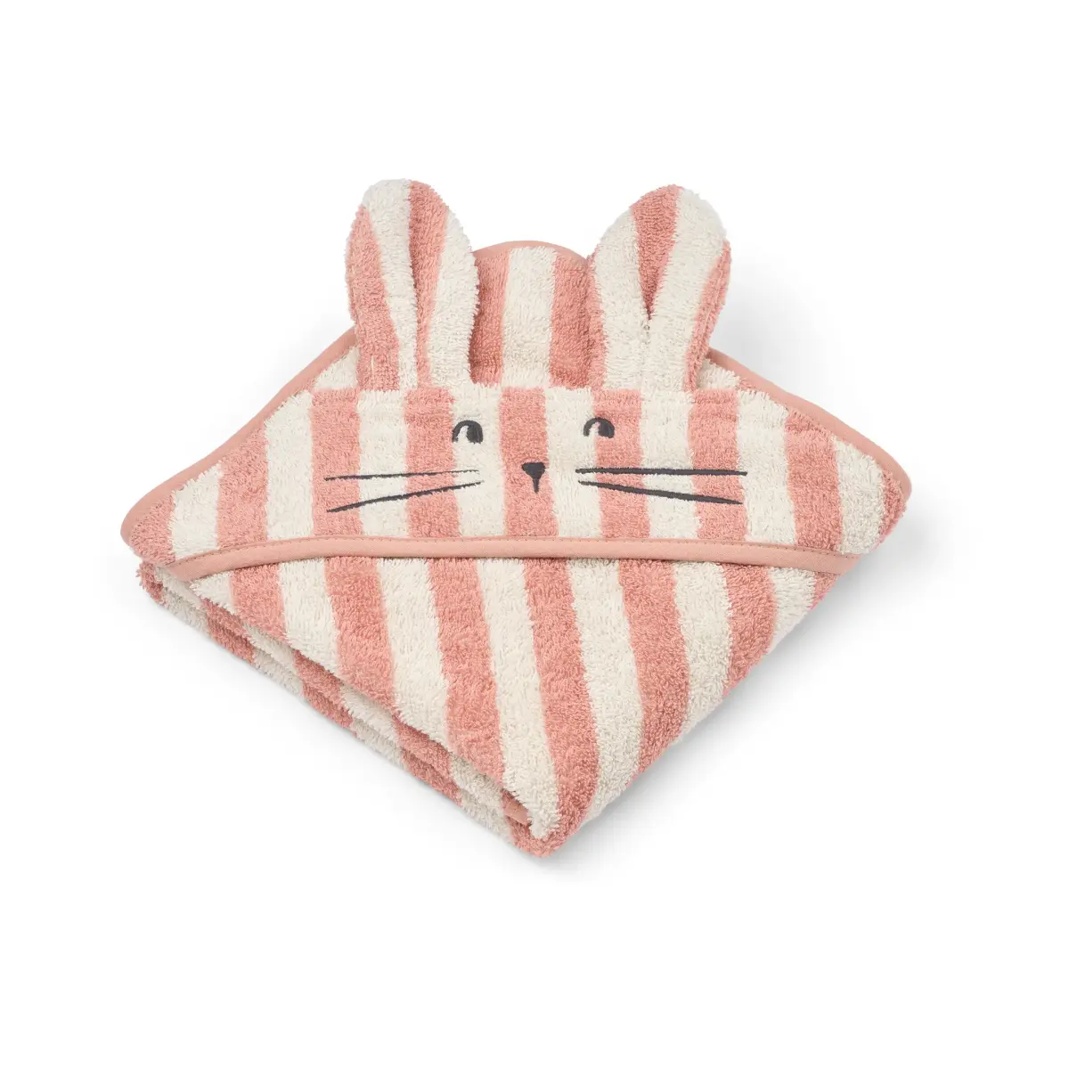 Albert hettehåndkle 70x70 cm, Coral blush-creme de la creme stripe
