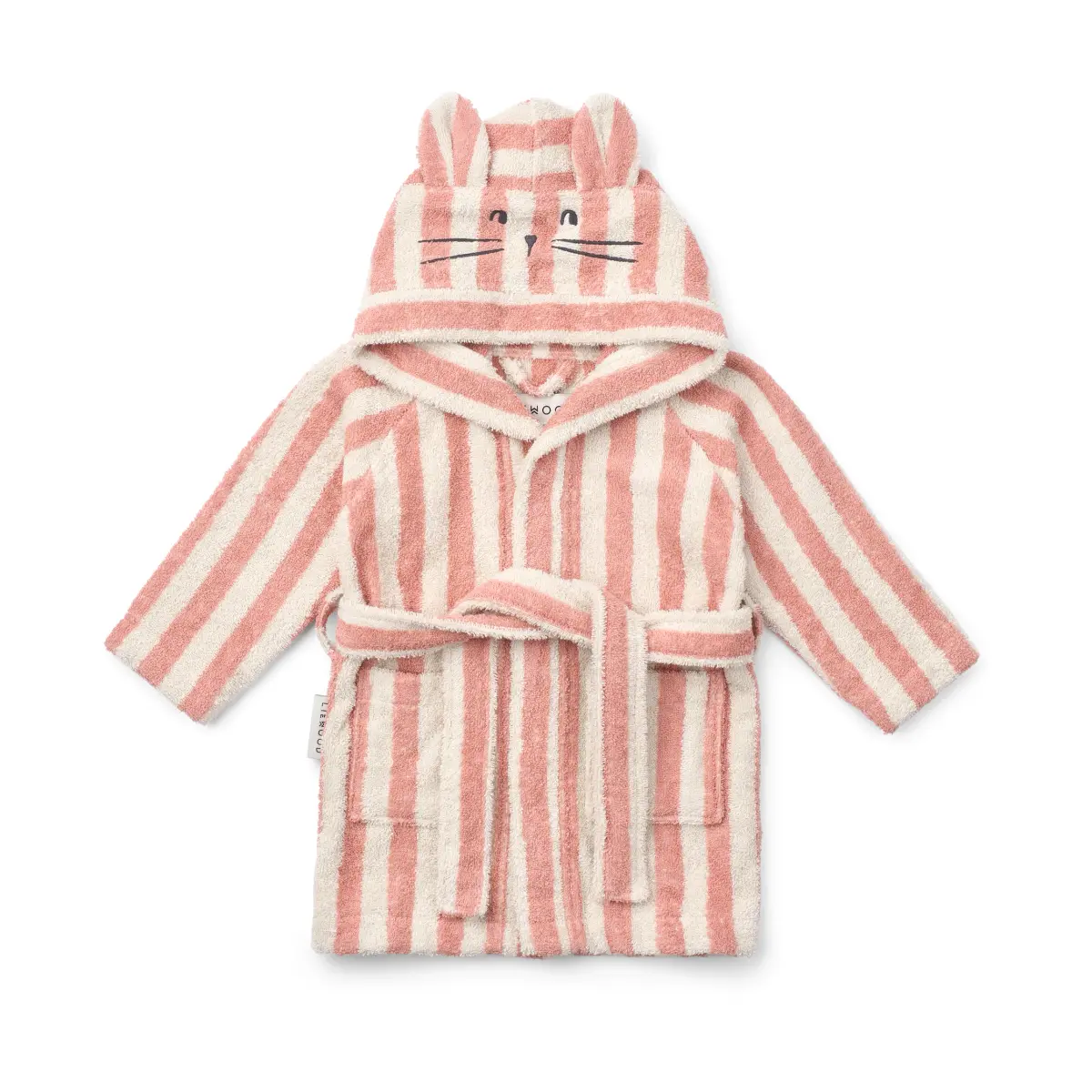 Lily badekåpe coral blush creme de la creme stripe, 1–2 år