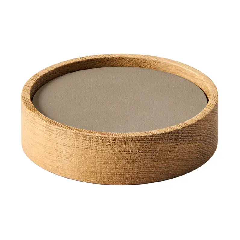 Wood Box glassunderlag sett, Nature-oak, circle, S, Nupo clay brown, 9 deler