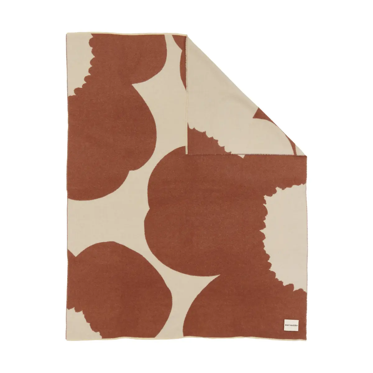 Iso Unikko pledd, Off white-kastanjebrun, 130x170 cm