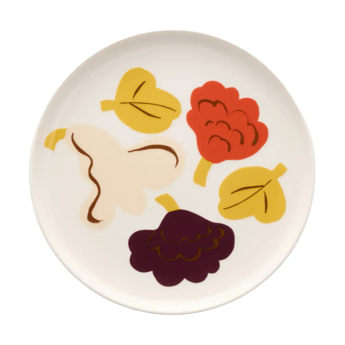 Kukasta Kukkaan middagstallerken, White-vanilla-terrac-plum, Ø20 cm
