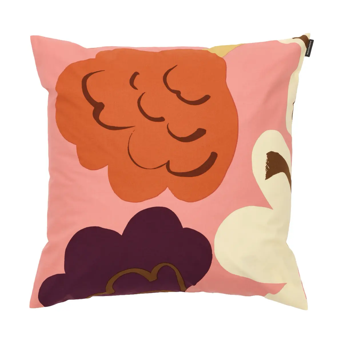 Kukasta Kukkaan putetrekk, Pink-off white-plomme-terrakotta, 50x50 cm