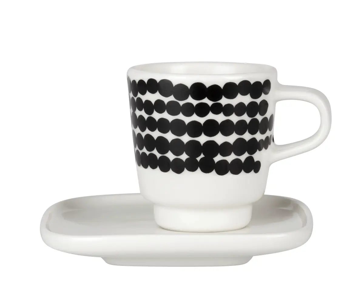 Räsymatto espressokopp, svart-hvit