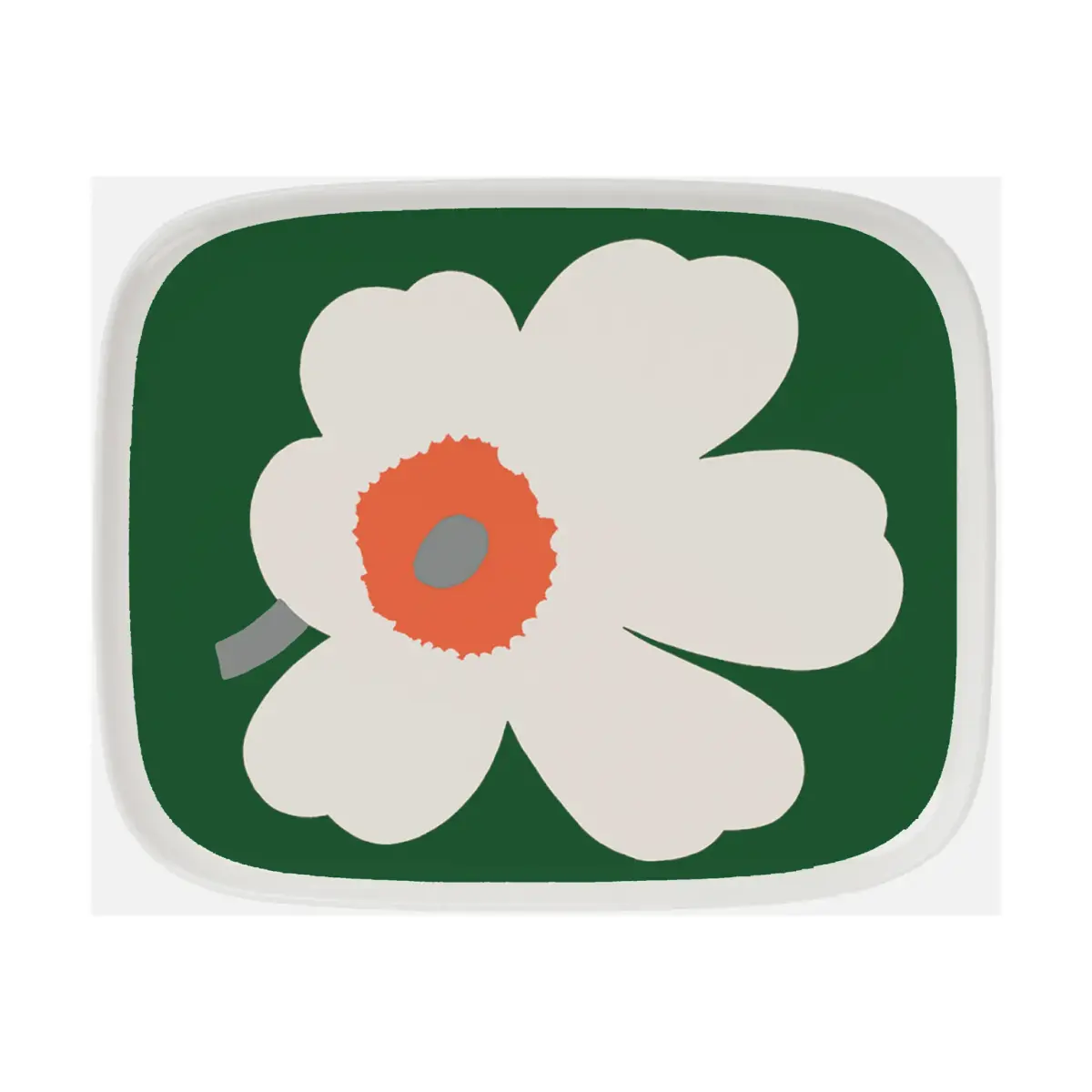 Unikko 60-årsjubileum fat 12x15 cm, White-green-orange