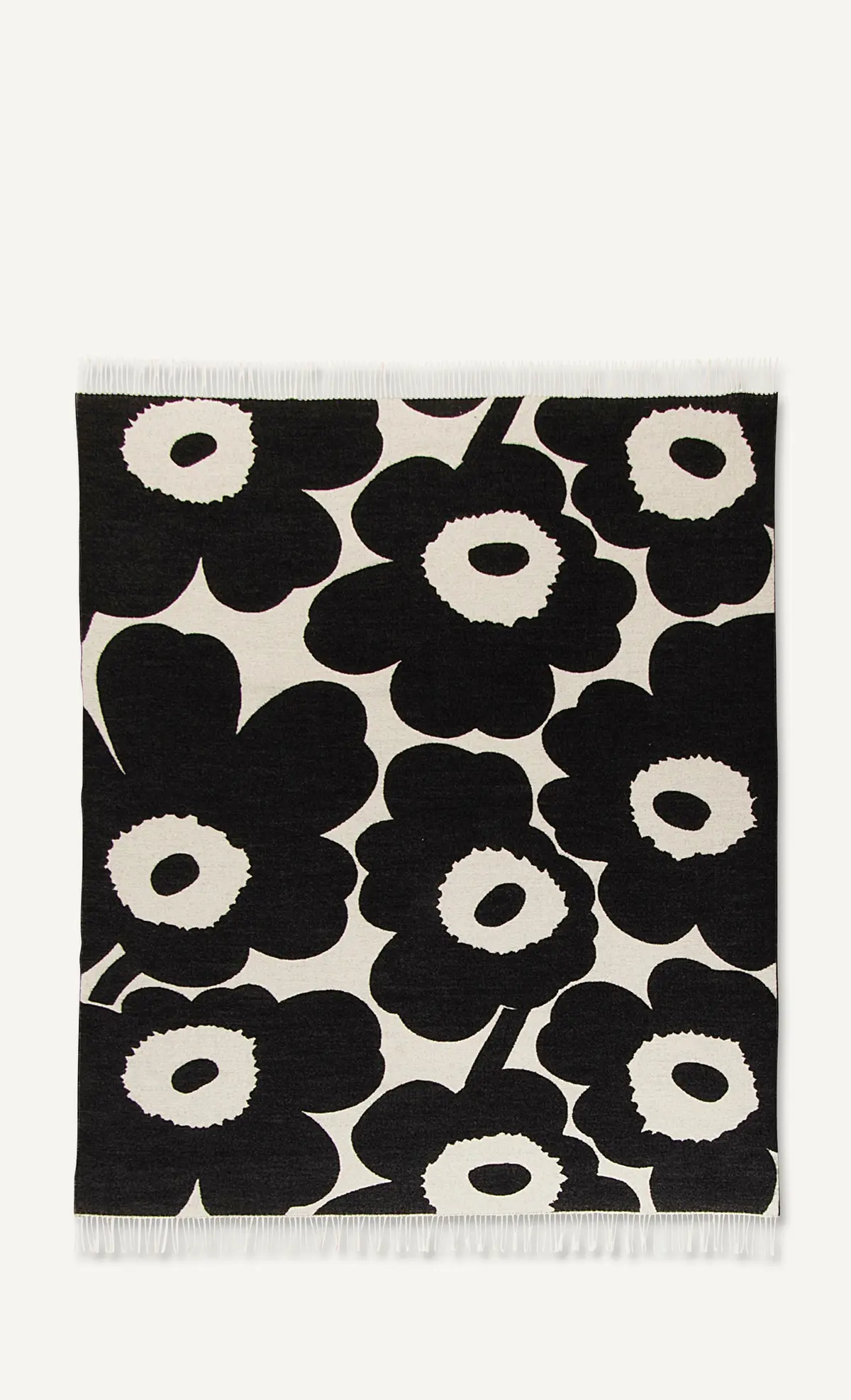Unikko pledd 130x180 cm, Hvit-svart