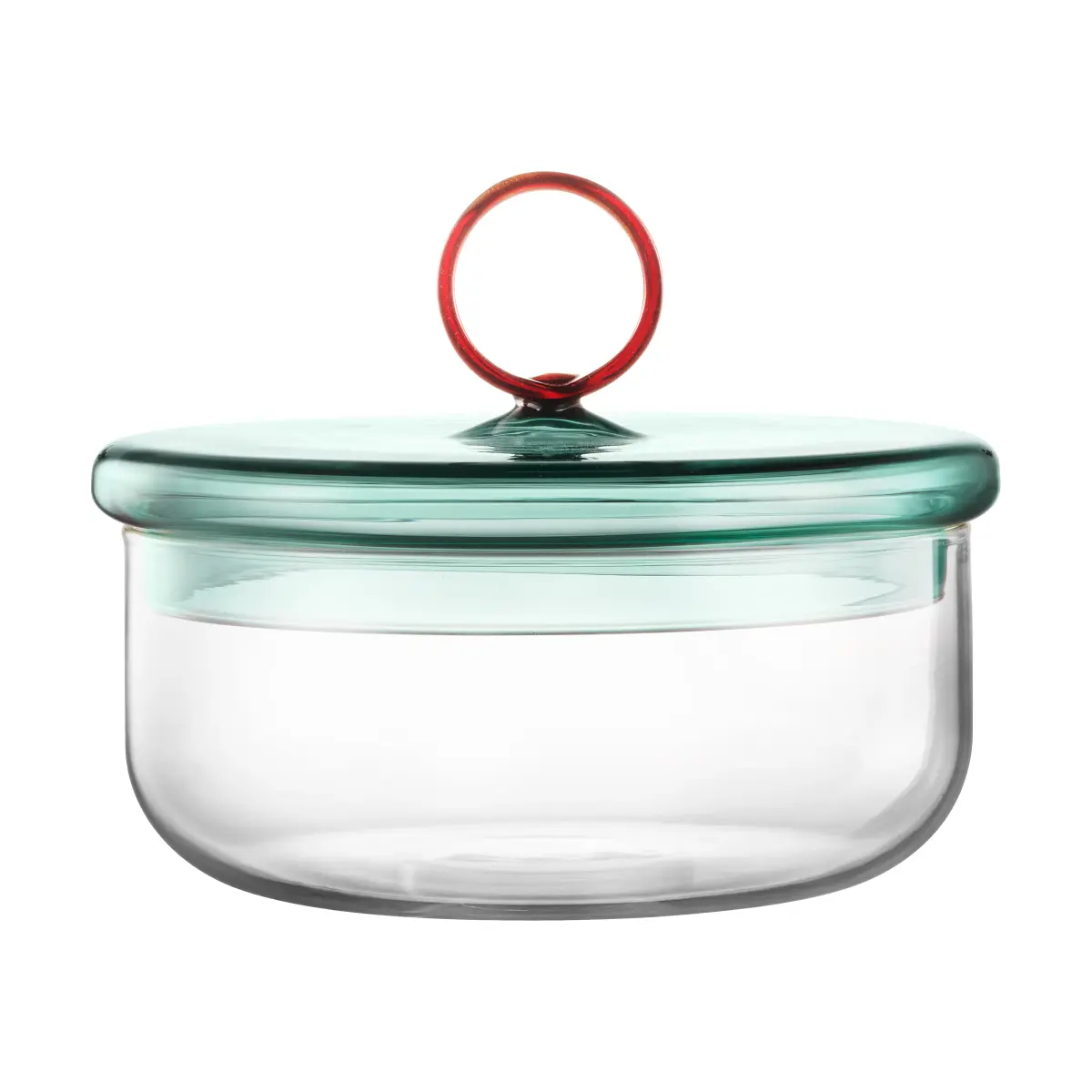 Loop lav skål med lokk Ø15 cm, Klar-teal-amber