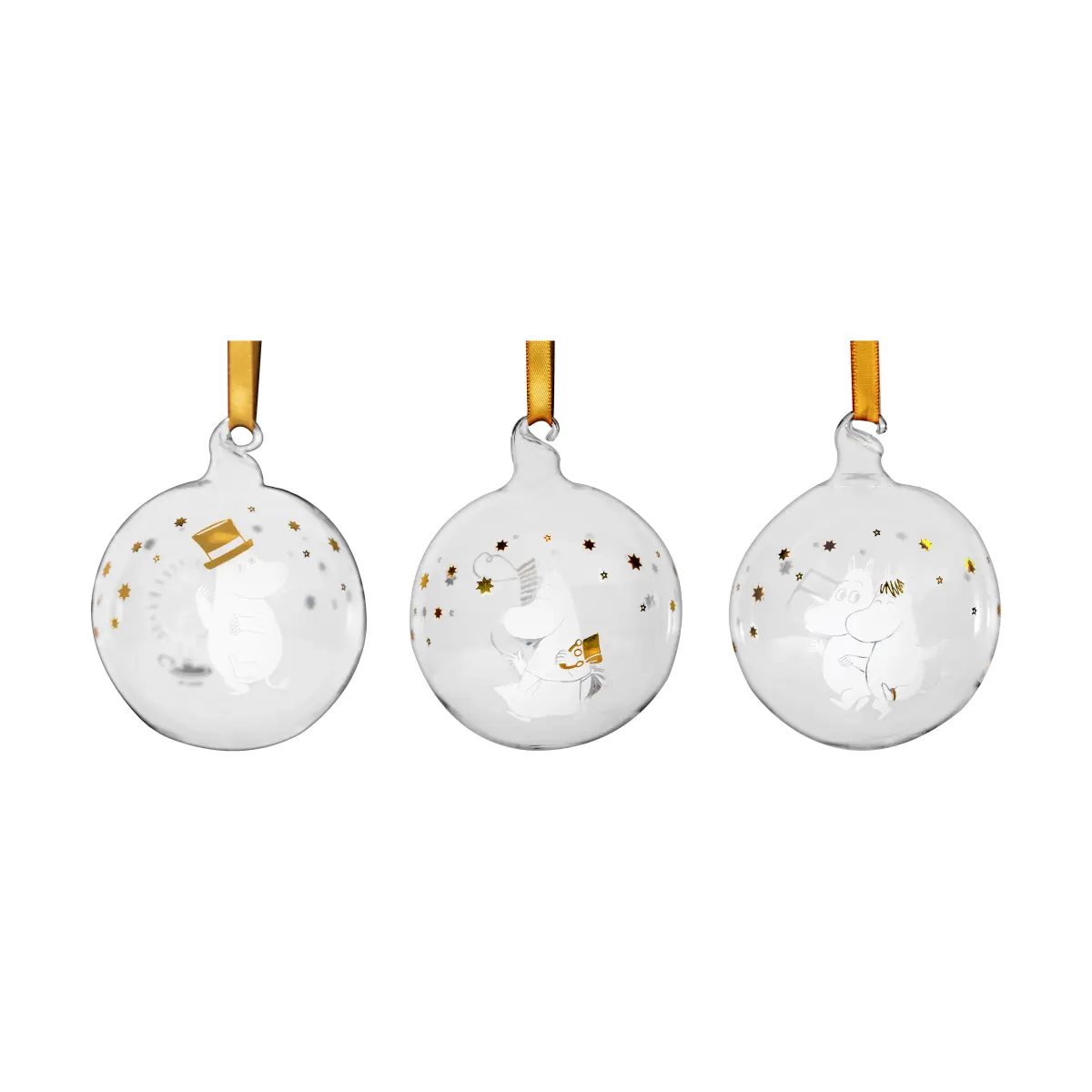 Moomin juletrekule Ø7 cm 3-pakning, Sparkling stars