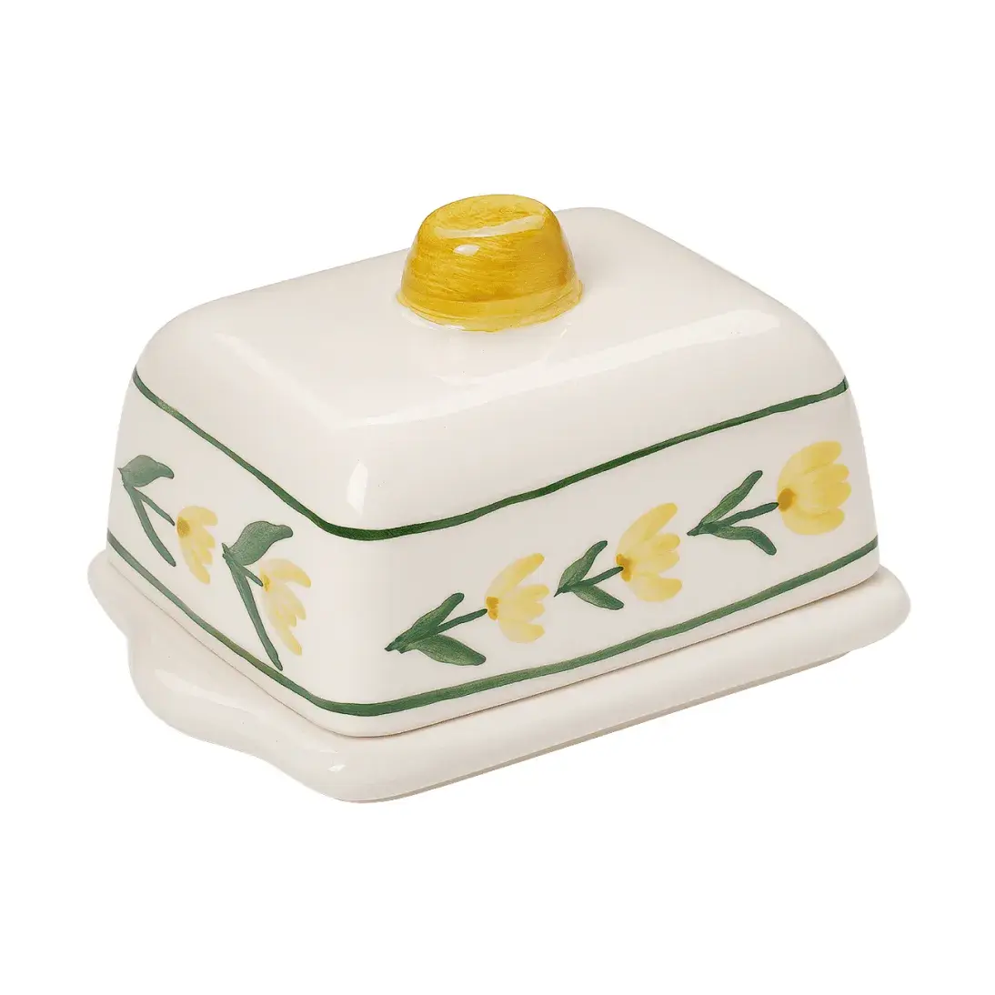 Cottage Flower smørboks, Yellow, 17x11,5 cm