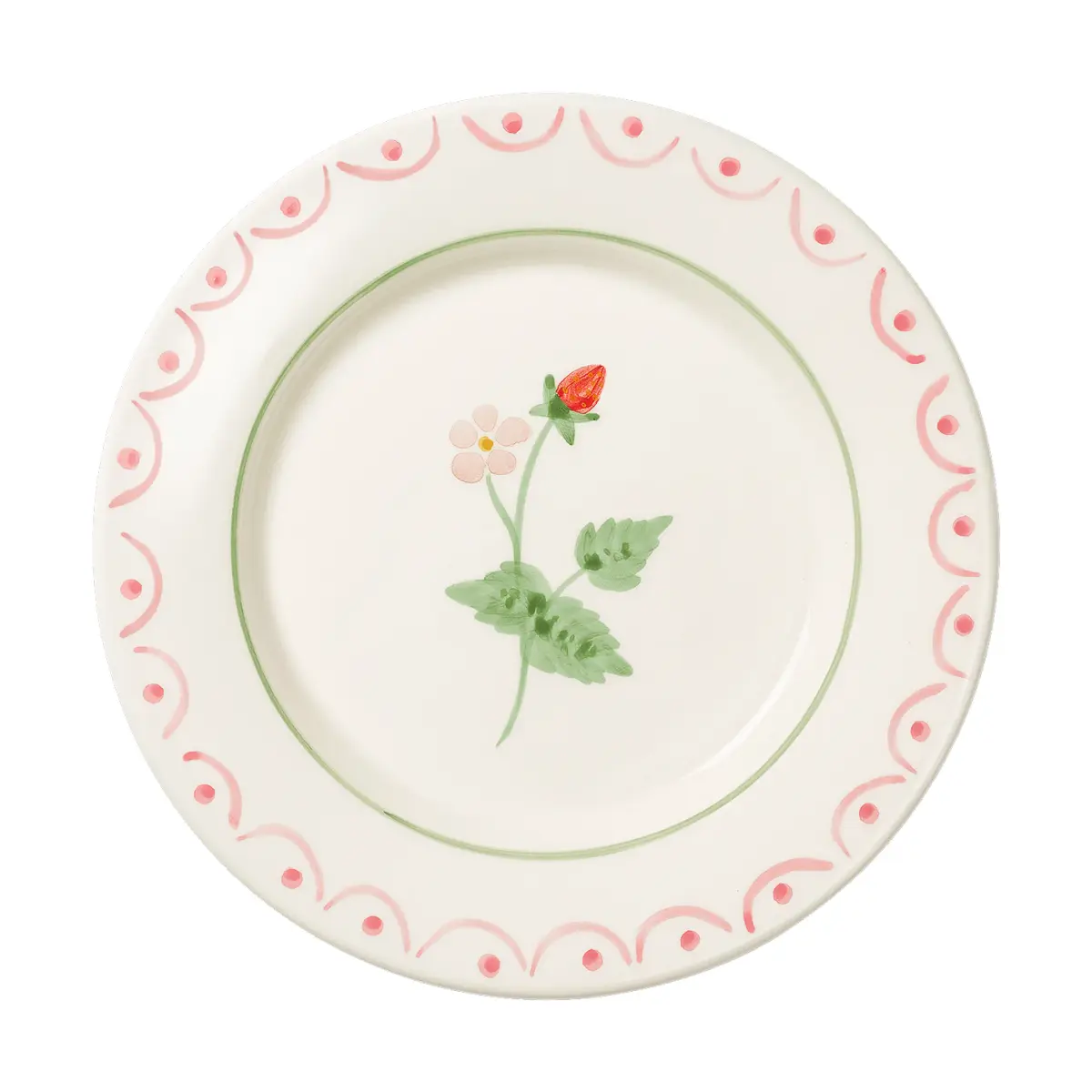 Cottage flower Wild Strawberry salattallerken, Red, 22 cm