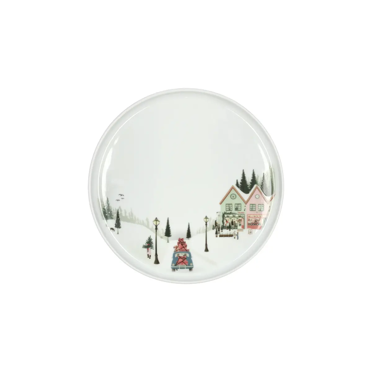 Tallerken flat rett kant Vinter 20 cm, Hvit