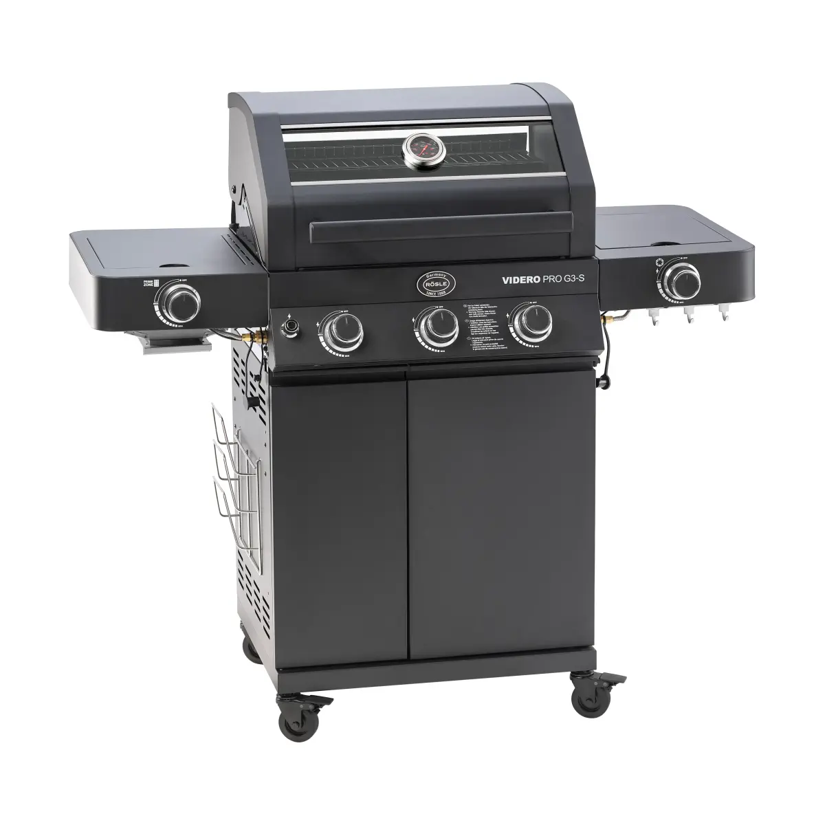 Videro PRO G3-S Vario+ gassgrill, Mattsvart