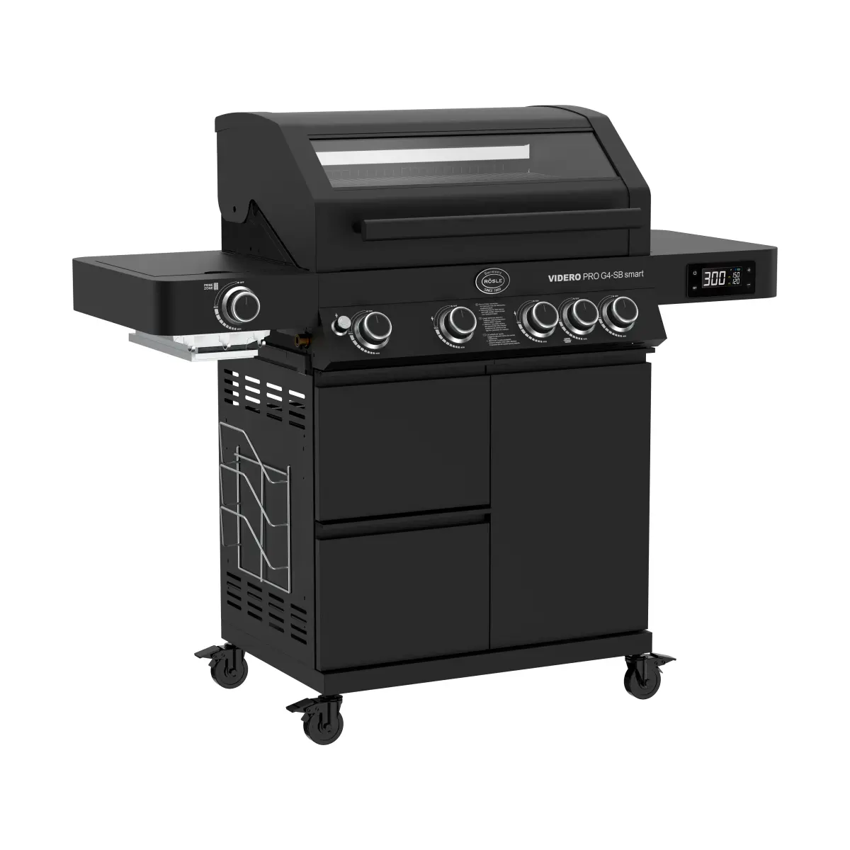 Videro PRO G4-SB Smart Vario+ gassgrill, Mattsvart