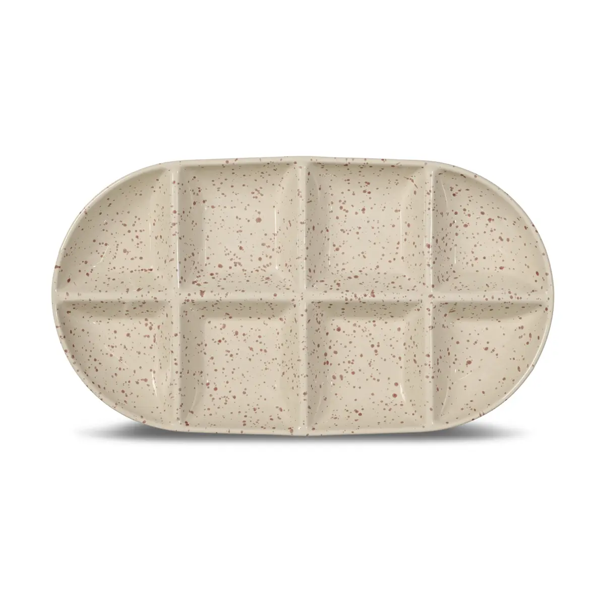 Ditte serveringsfat stor 20x36 cm, Beige-vinrød
