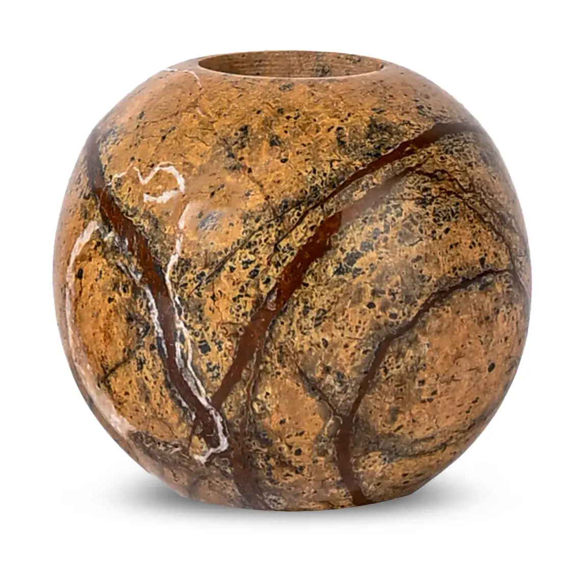 Sten lysestake Ø6 cm, Brun skogsmarmor