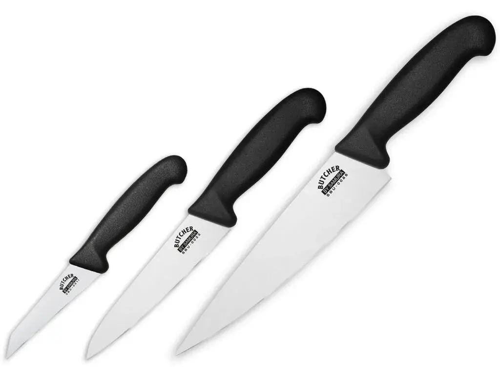 Butcher knivsett 3 deler, Svart