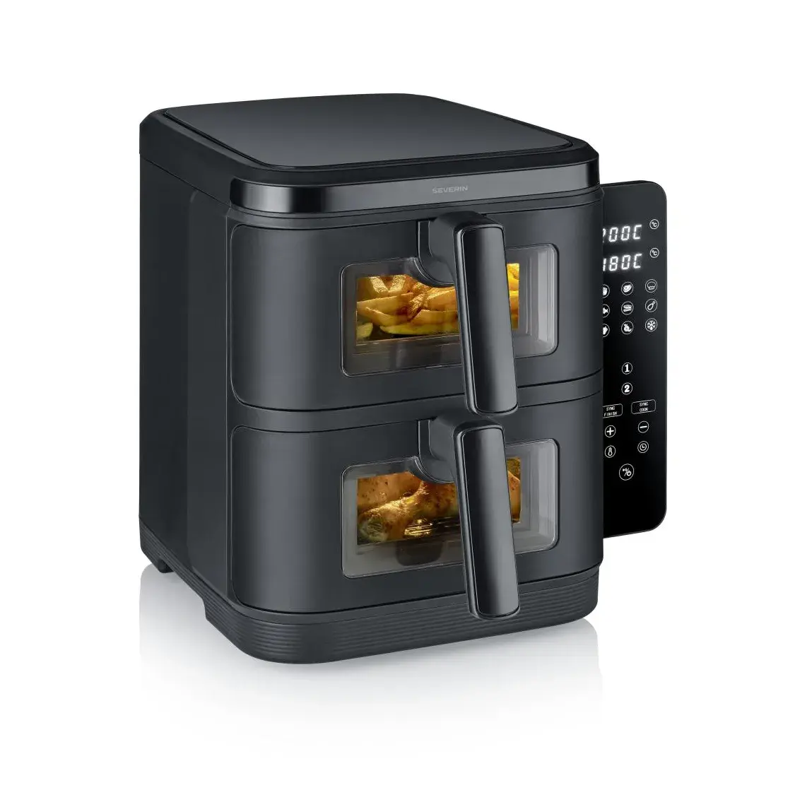 Severin Air-Fryer S-Fry Duo Stack FR 2468, Black
