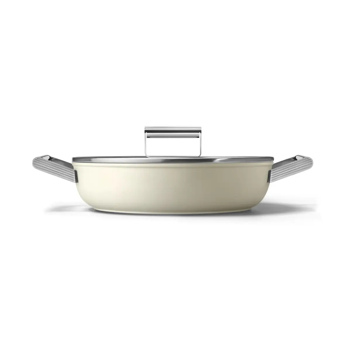 Smeg 50's style keramisk traktørpanne med lokk Ø28 cm, Cream