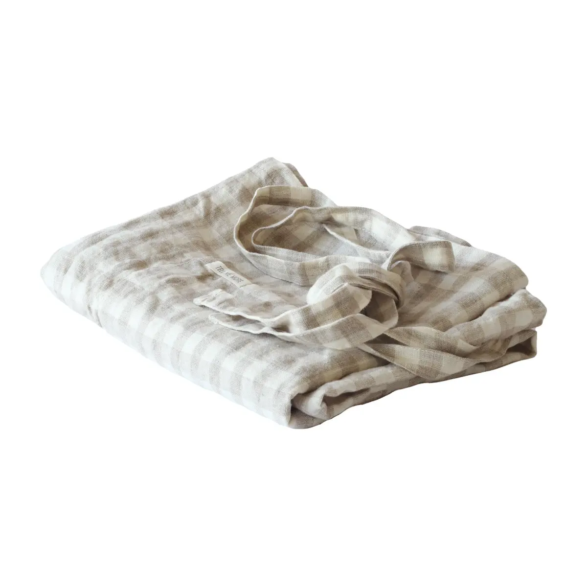 Gingham rutete forkle 90x75 cm, Natural