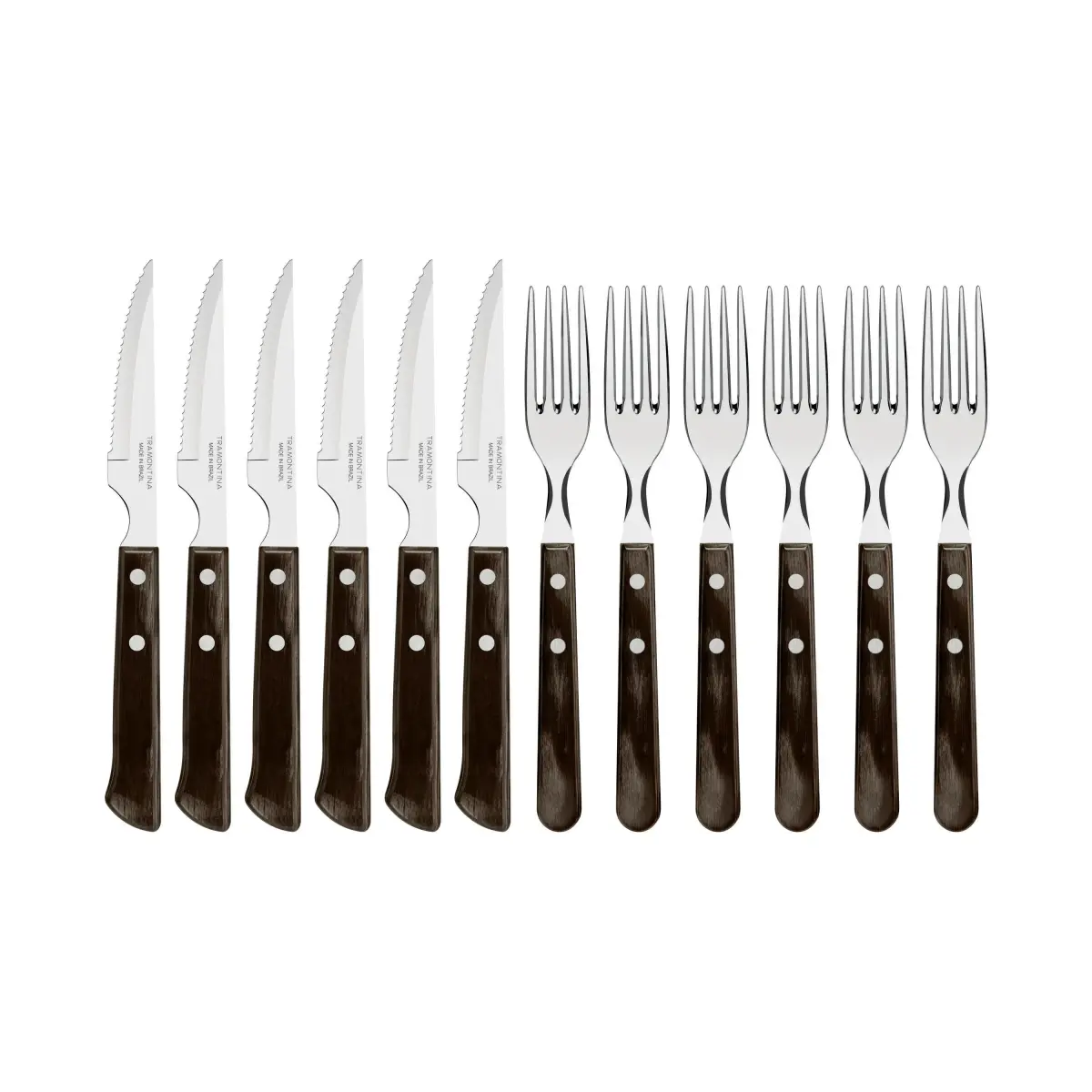 Churrasco Biffbestikk 12 deler, Brun-blank