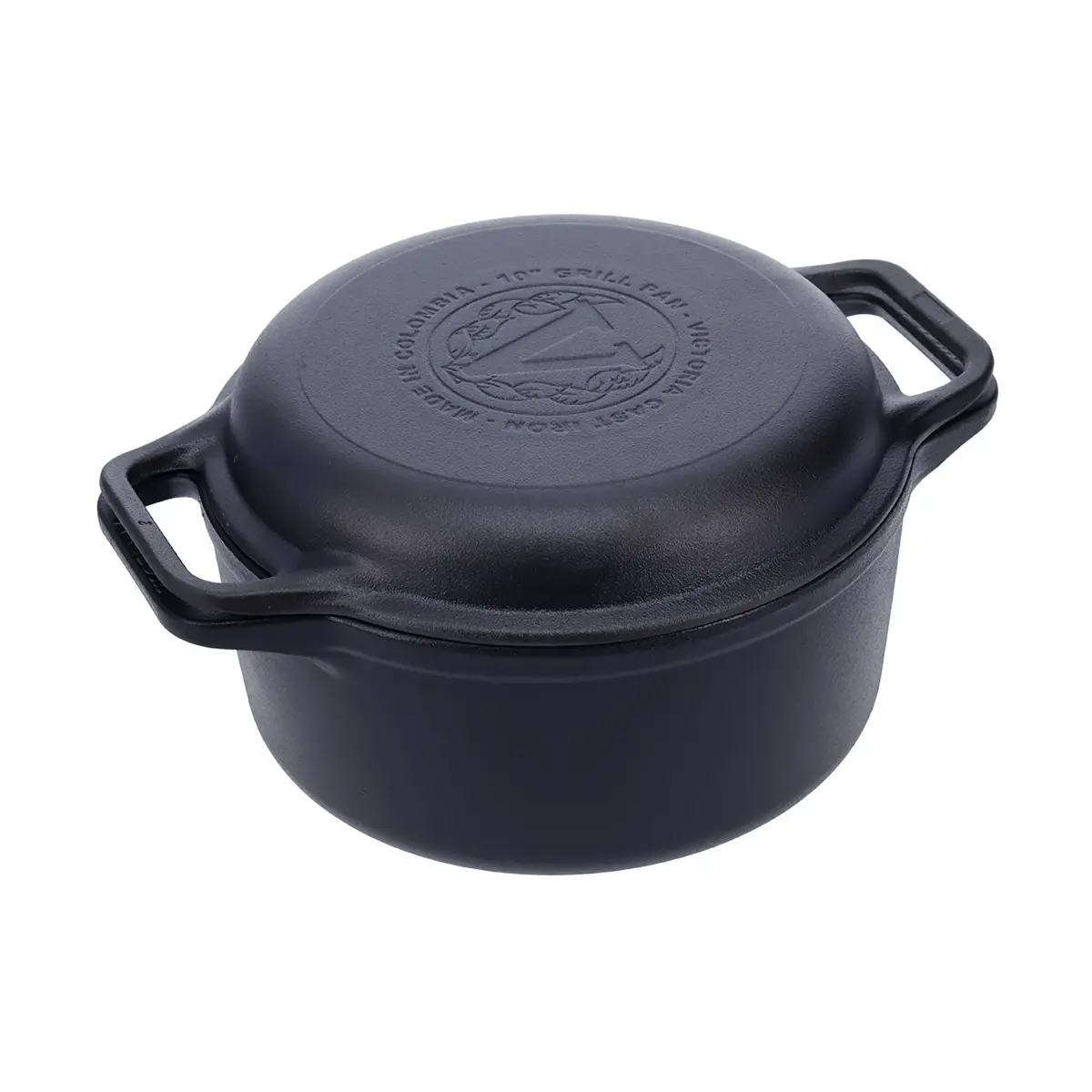 Gryte og grillpanne støpejern pre-seasoned, 2 deler