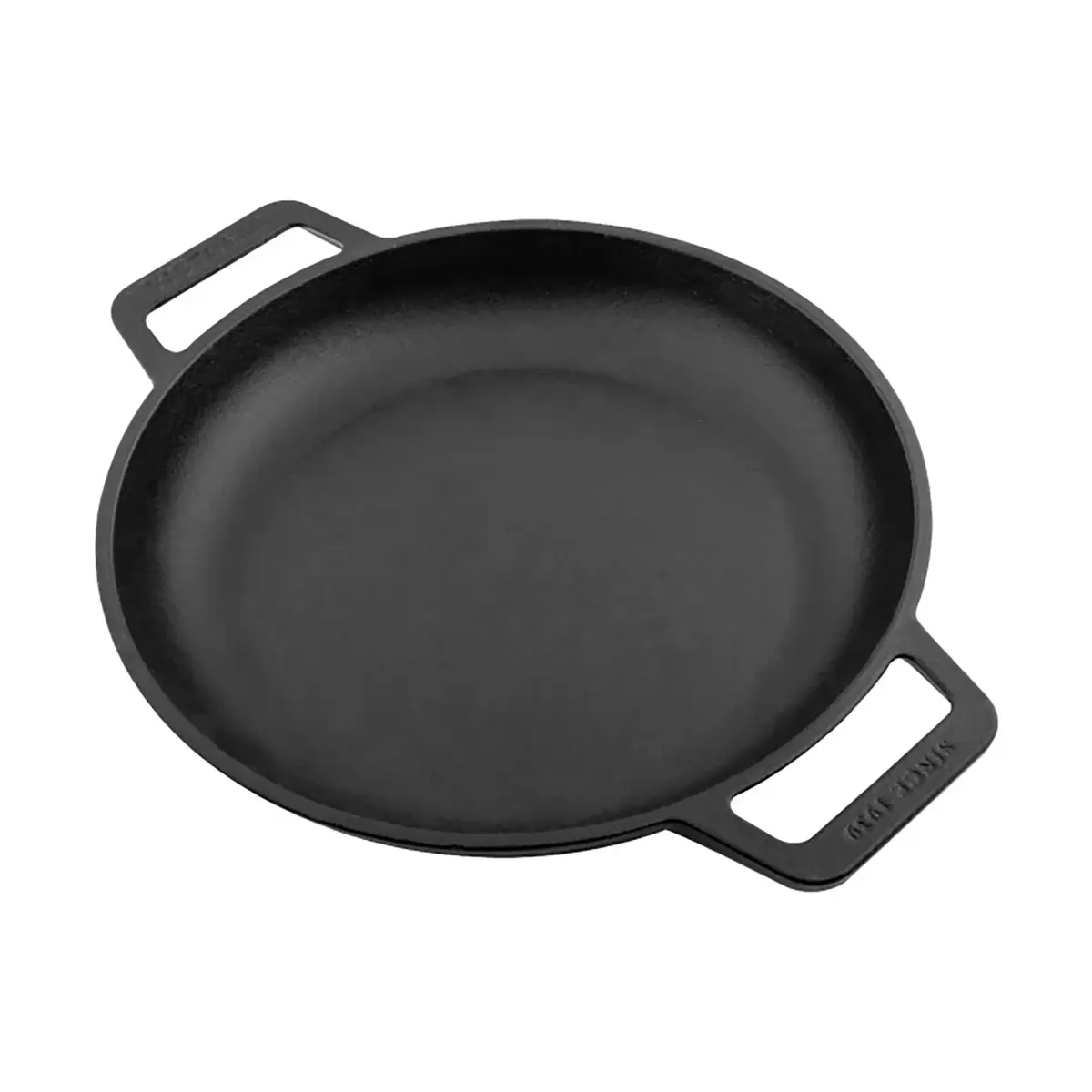 Stekepanne støpejern flat to håndtak emaljert, Ø25 cm