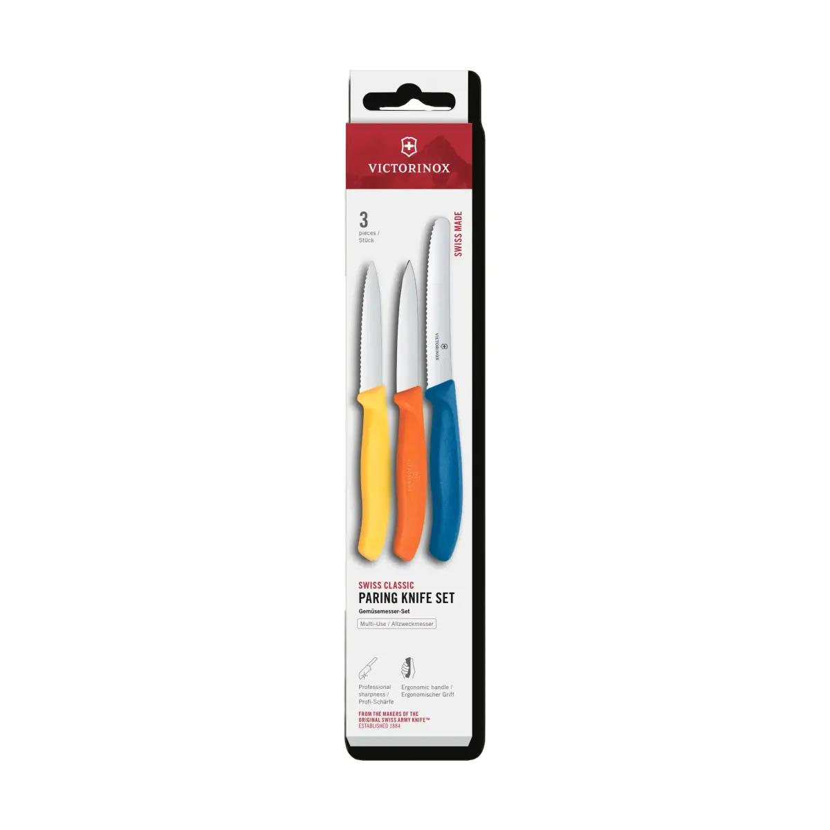 Victorinox Swiss Classic skrelleknivsett 3-deler, Gul-oransje-blå