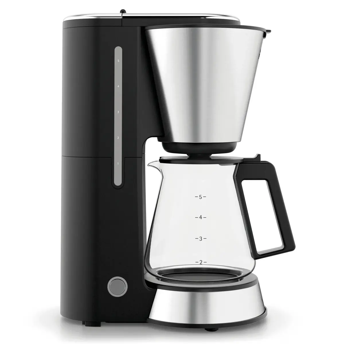 Kitchenminis kaffetrakter glass 5 kopper, Svart-sølv