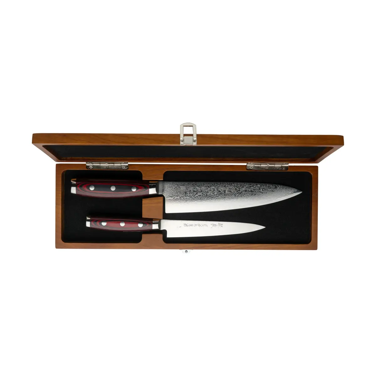 Super Gou knivsett i etui, 2 deler, Natur-rød-svart, 20 cm, 12,5 cm